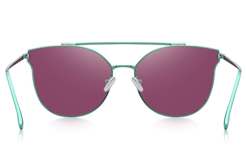 MERRY'S Fashion Women Cat Eye Sunglasses Coating Mirror Lens Sun glasses UV400 S7882 (Green mirror, 56) - Image 4